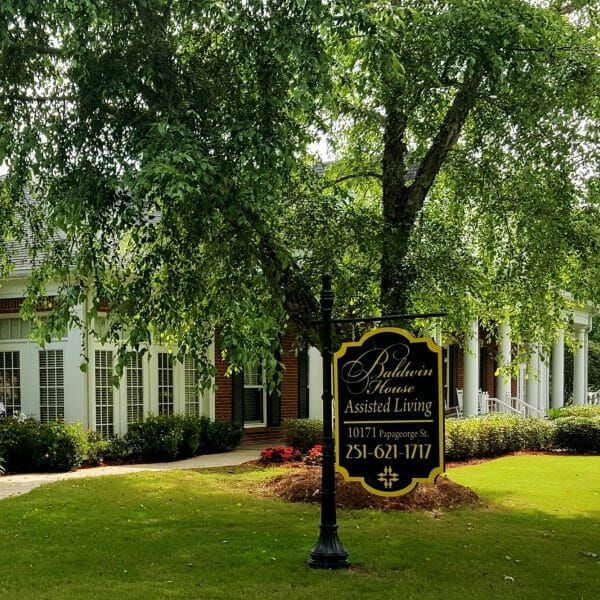 Community sign in front of Baldwin House