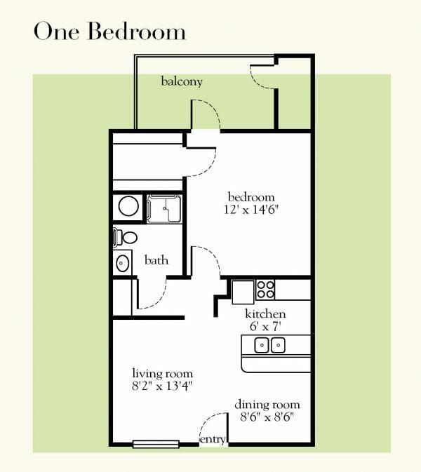 Atria Chandler Villas IL 1 bedroom floor plan