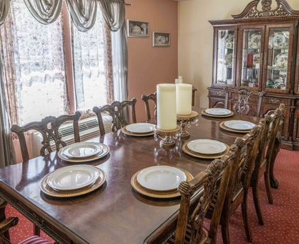 Private dining room with a ten top table in White Oaks