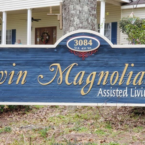 Twin Magnolias Assisted Living entrance sign