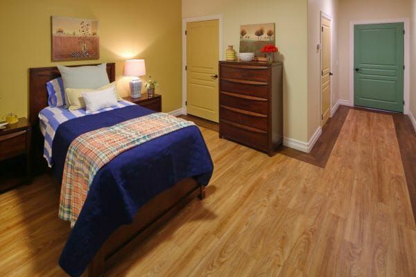 Model bedroom in Visions Assisted Living at Mesa