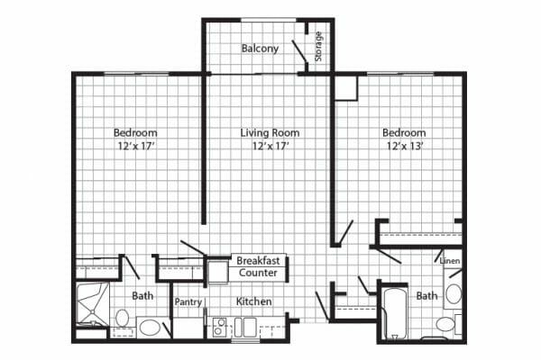 Cherry Creek Retirement Village two bedroom floor plan