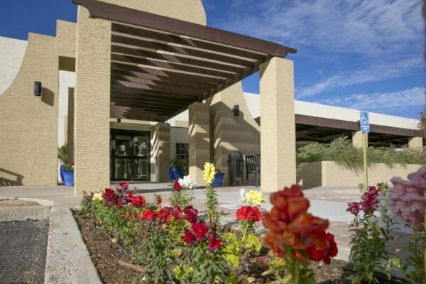 Covered entrance walkway at Shea Post Acute and Rehabilitation Center
