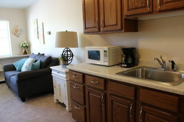 Kitchenette area in a Miller's Merry Manor - Portage residence