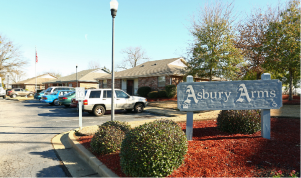 Asbury Arms Apartments Sign and Exterior