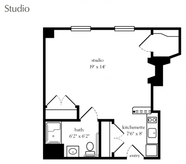 Atria Harborhill IL AL MC Studio Floor Plan