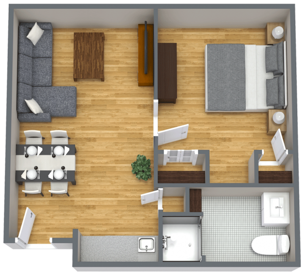 Belleview Suites at DTC one bedroom floor plan