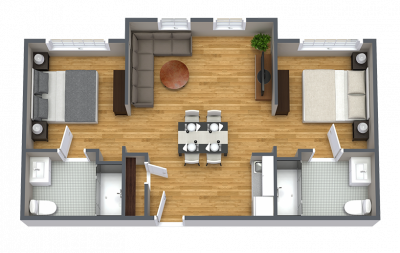 Broadway Mesa Village 2 bedroom floor plan