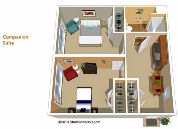 Companion Suite Floor Plan at Sunrise of Mission Viejo