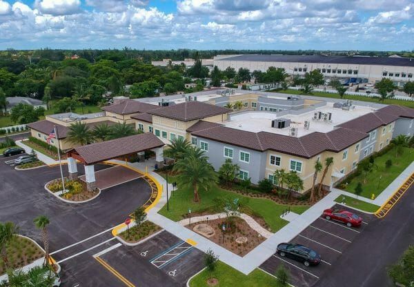 Aerial view of the building and grounds of Your Life of Coconut Creek