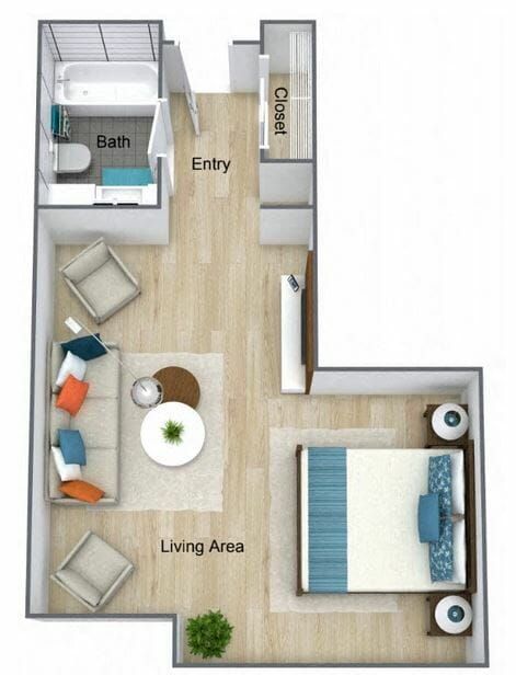 Deluxe Private Room Floor Plan at Pacifica Senior Living Northridge