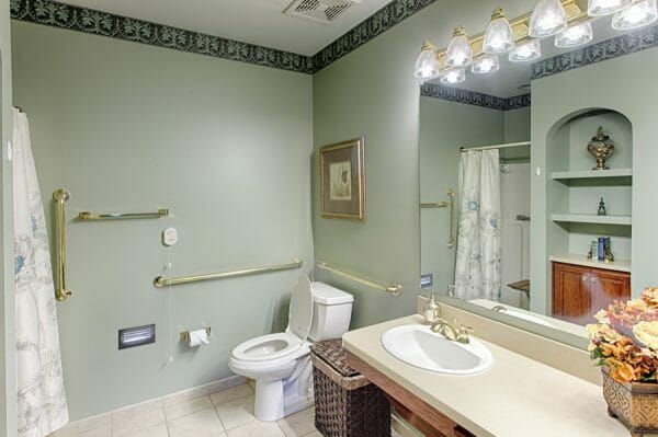 Cottage residence bathroom in the independent living homes at The Brennity at Fairhope