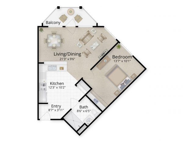 Howard Village one-bedroom floor plan 2