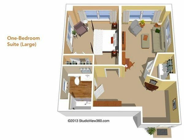Large One Bedroom Floor Plan at Sunrise of Playa Vista