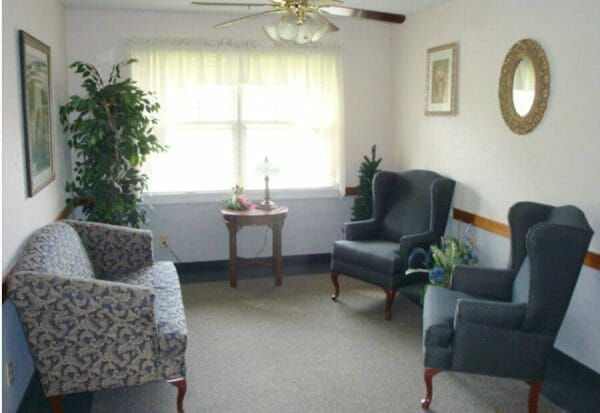 Miller's Merry Manor - Hartford City resident lounge with wing back chairs