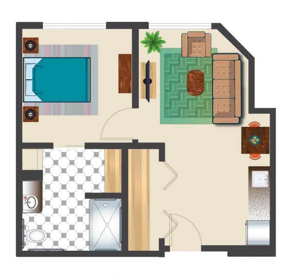 Maple Ridge by Bonaventure one bedroom floor plan