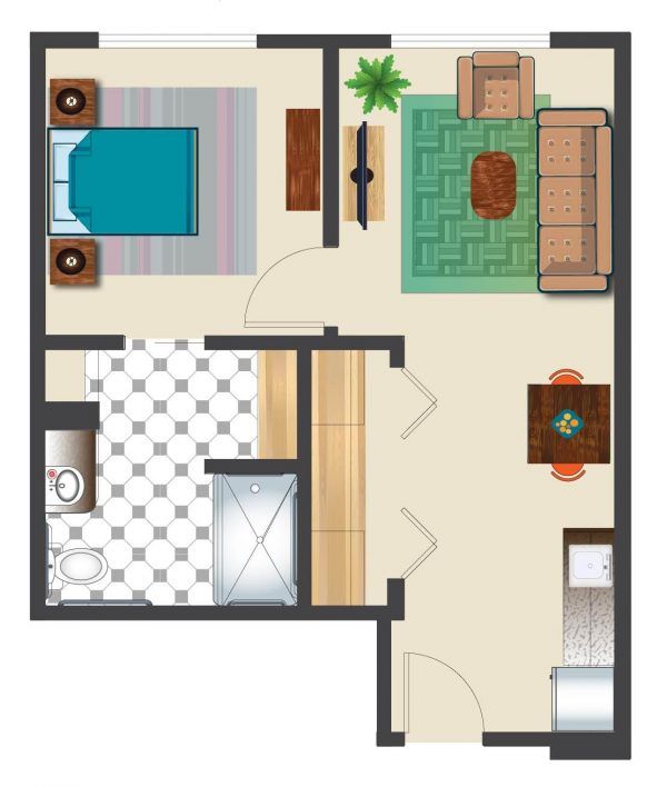 Maple Ridge by Bonaventure one bedroom floor plan