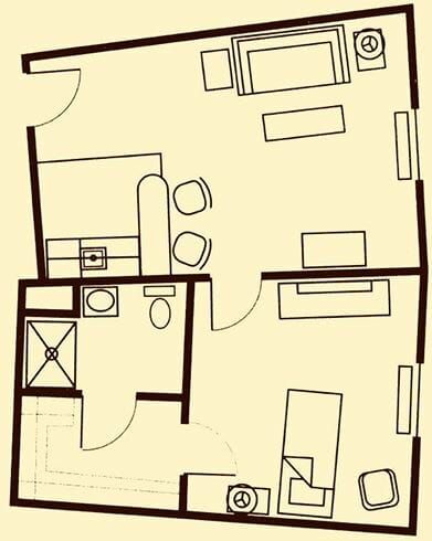 One Bedroom Floor Plan at Shipley Manor