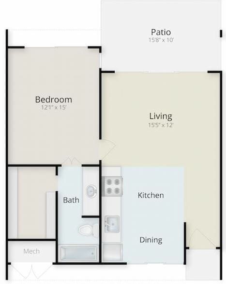 One Bedroom Floor Plan at Regents Point