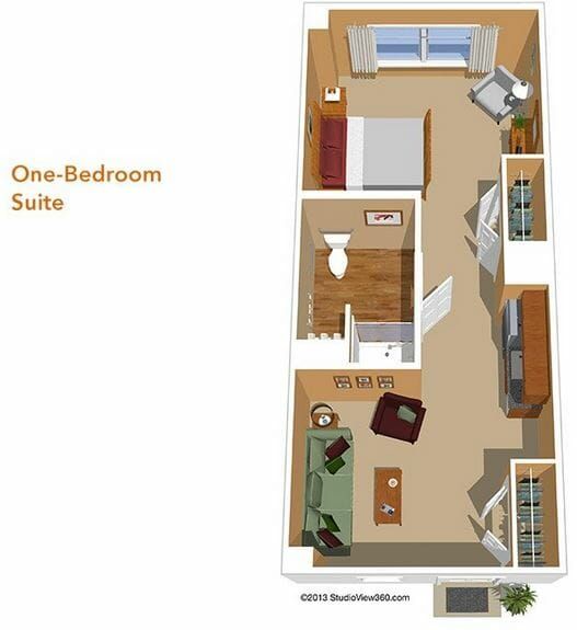One Bedroom Suite Floor Plan at Sunrise at Beverly Hills