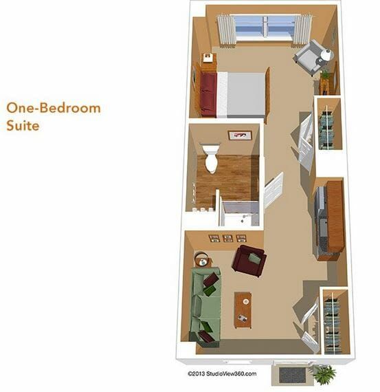 One Bedroom Suite Floor Plan at Sunrise of Hermosa Beach