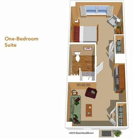 One Bedroom Suite Floor Plan at Sunrise of Seal Beach
