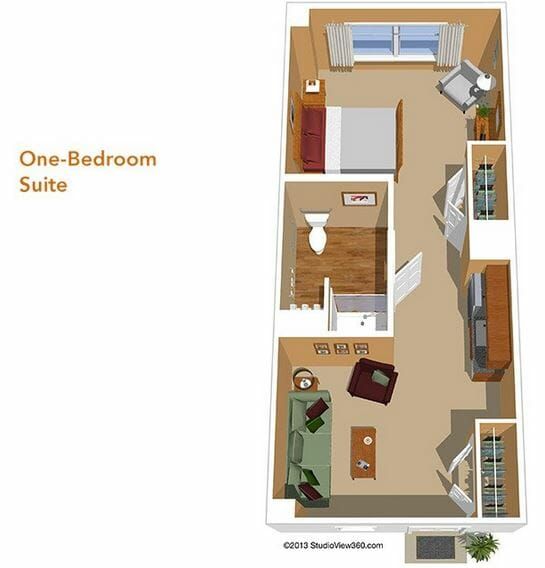 One Bedroom Suite Floor Plan at Sunrise at Canyon Crest