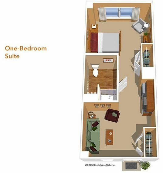 One Bedroom Suite Floor Plan at Sunrise of La Palma