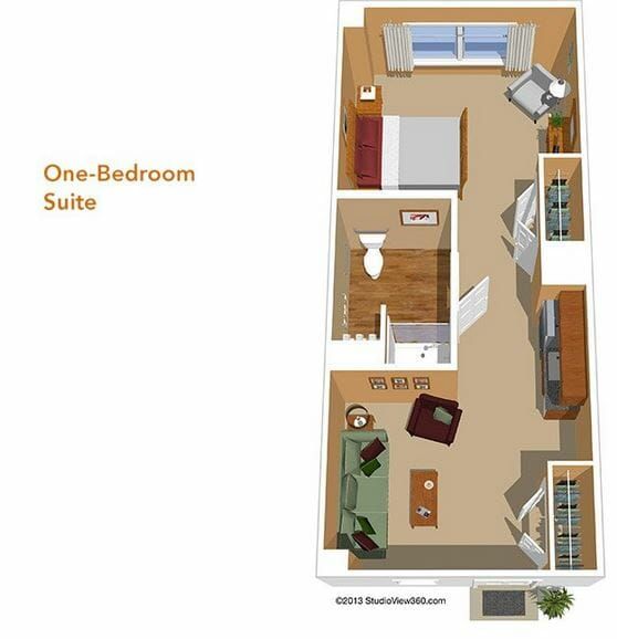 One Bedroom Suite Floor Plan at Sunrise of La Jolla