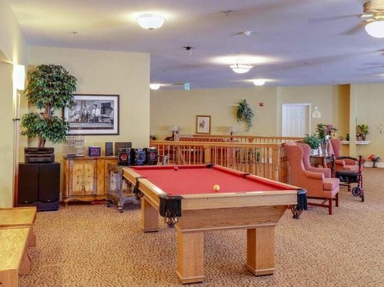 Pool table at Siskiyou Springs Assisted Living & Memory Care