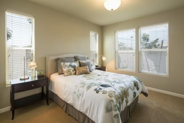 Model bedroom at Oakmont of Pacific Beach