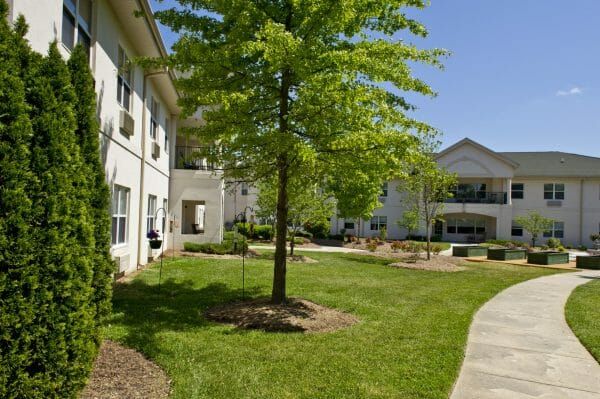 Westchester Manor at Providence Place courtyard and walking paths