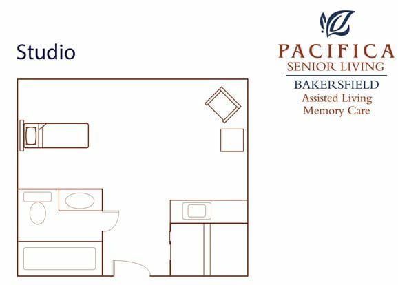 Studio Floor Plan at Pacifica Senior Living Bakersfield