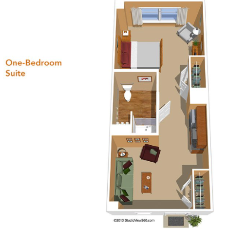 Sunrise Assisted Living One-Bedroom Suite Floor Plan