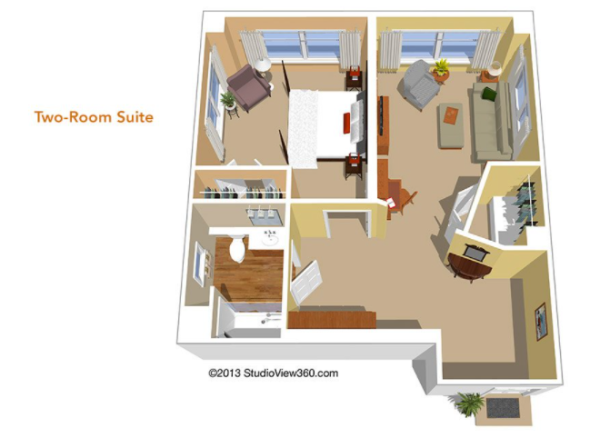 Sunrise Assisted Living Two-Room Suite Floor Plan