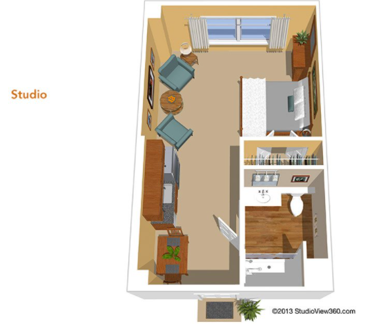 Sunrise Assisted Living Studio Floor Plan
