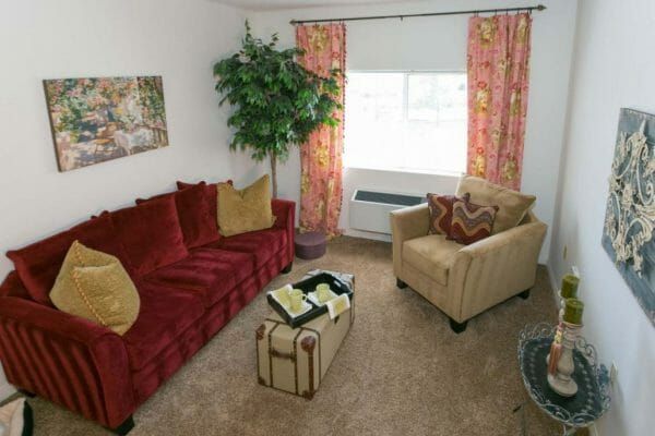 The Citadel apartment living room interior view