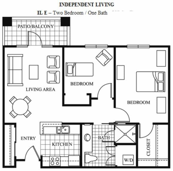 Two Bedroom Independent Living Floor Plan at Maravilla