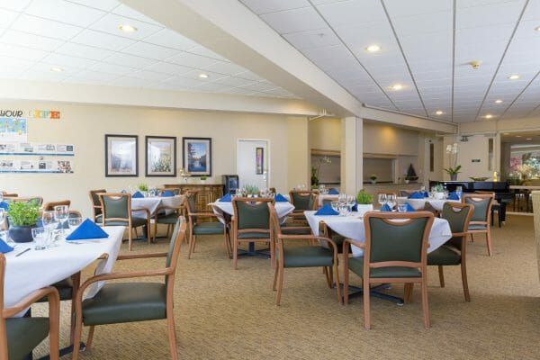 WindChime of Marin Memory Care community dining room