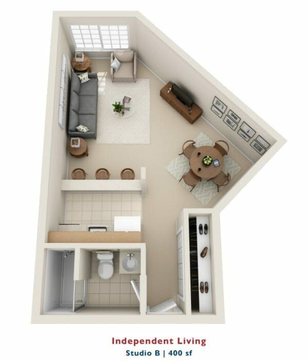American House Livonia Floor Plan Independent Living Studio B