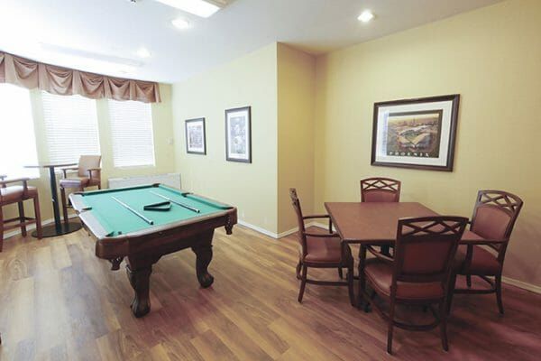 Billiard and card room in Brookdale Baywood