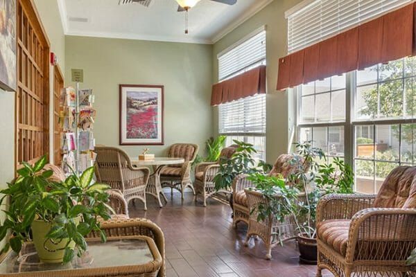 Brookdale of Longmont sunroom and resident seating area