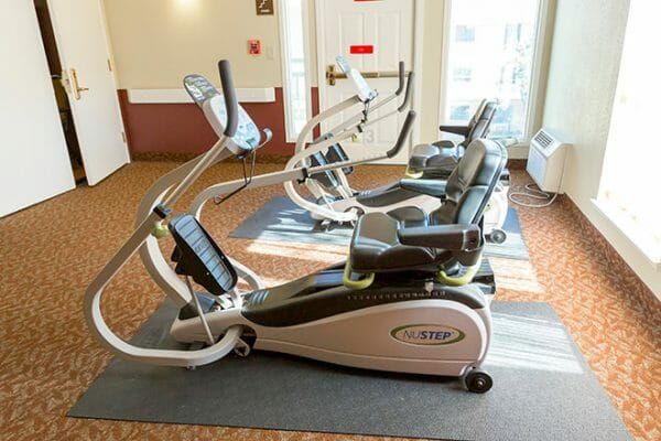 Fitness center with recumbrent exercise bikes in Brookdale Tracy
