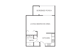 Studio Apartment Screened Porch 11'x6' Living/Bedroom area 20'6x11'6