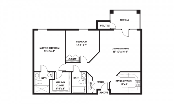 Essex Meadows 2 bedroom deluxe2 floor plan