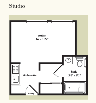 Atria Greenridge Place studio floor plan
