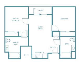 Lodge at Cold Spring two bedroom floor plan