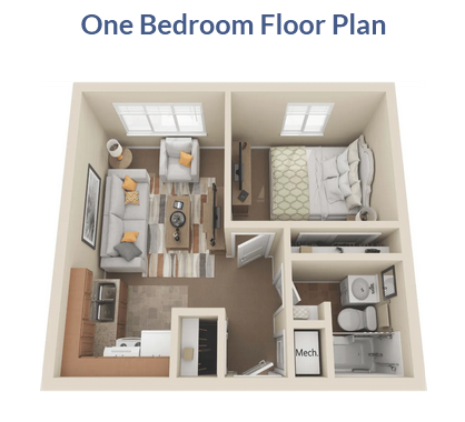 Winslow Court one bedroom floor plan