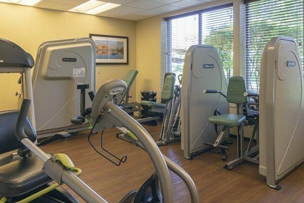 Exercise equipment in the Brookdale Meridian Westland fitness center