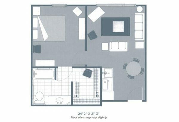 Morningside of Auburn AL 1 bedroom deluxe floor plan